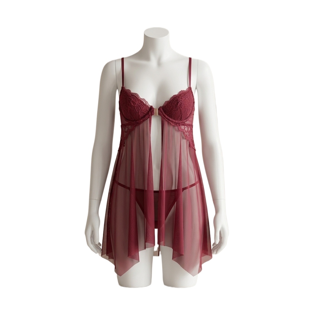 Babydoll Chemise Night - Damska koronkowa bielizna w stylu babydoll,
